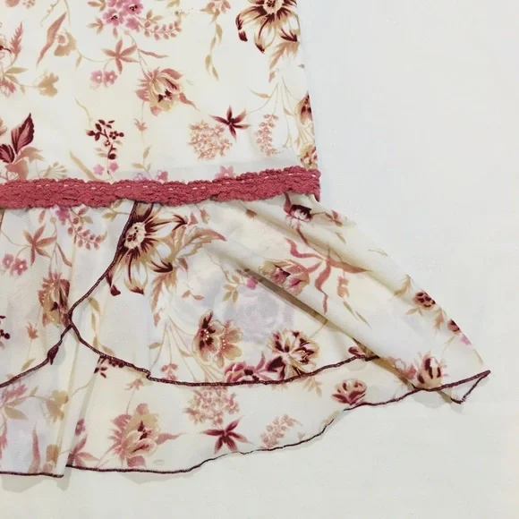 Cream and Pink Floral Mermaid Flare Dress with Gold Detailed Roses - Picture 10 of 13